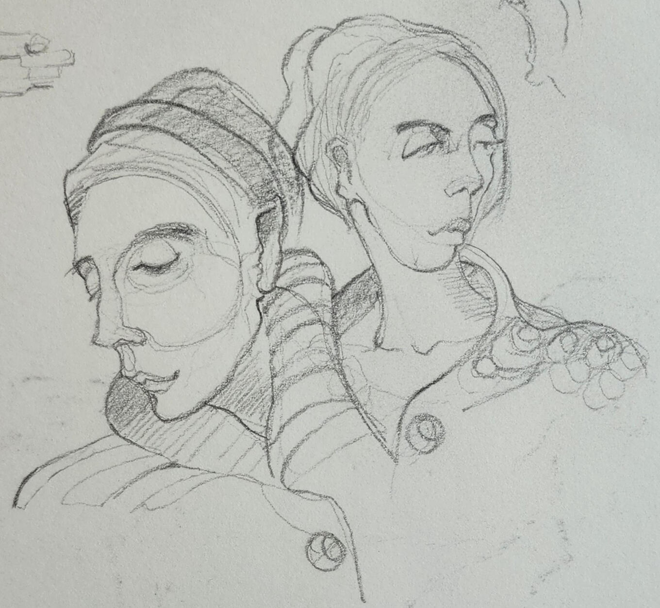 Sisters, 2020. Pencil on Paper. 16 cm x 15 cm